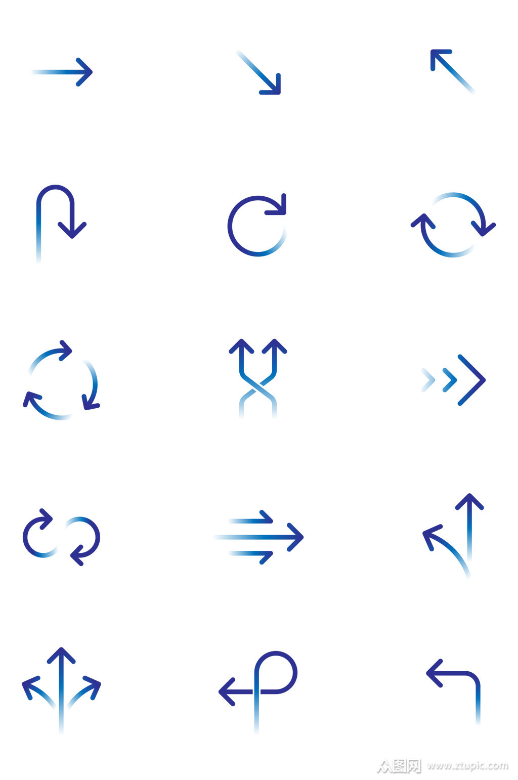 渐变箭头循环图标方向环保免扣元素