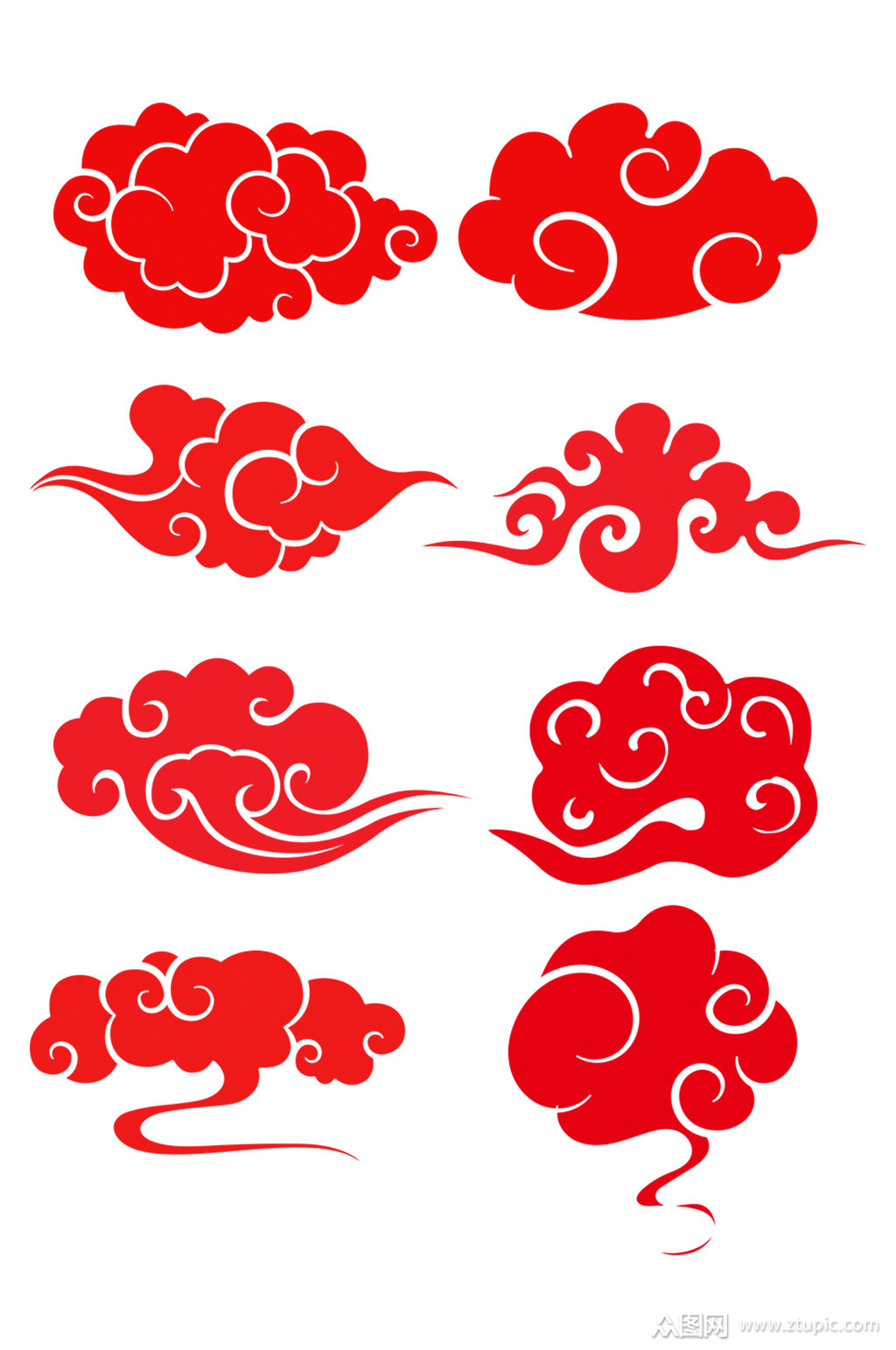 中国风古典祥云花纹云纹图案免扣元素素材