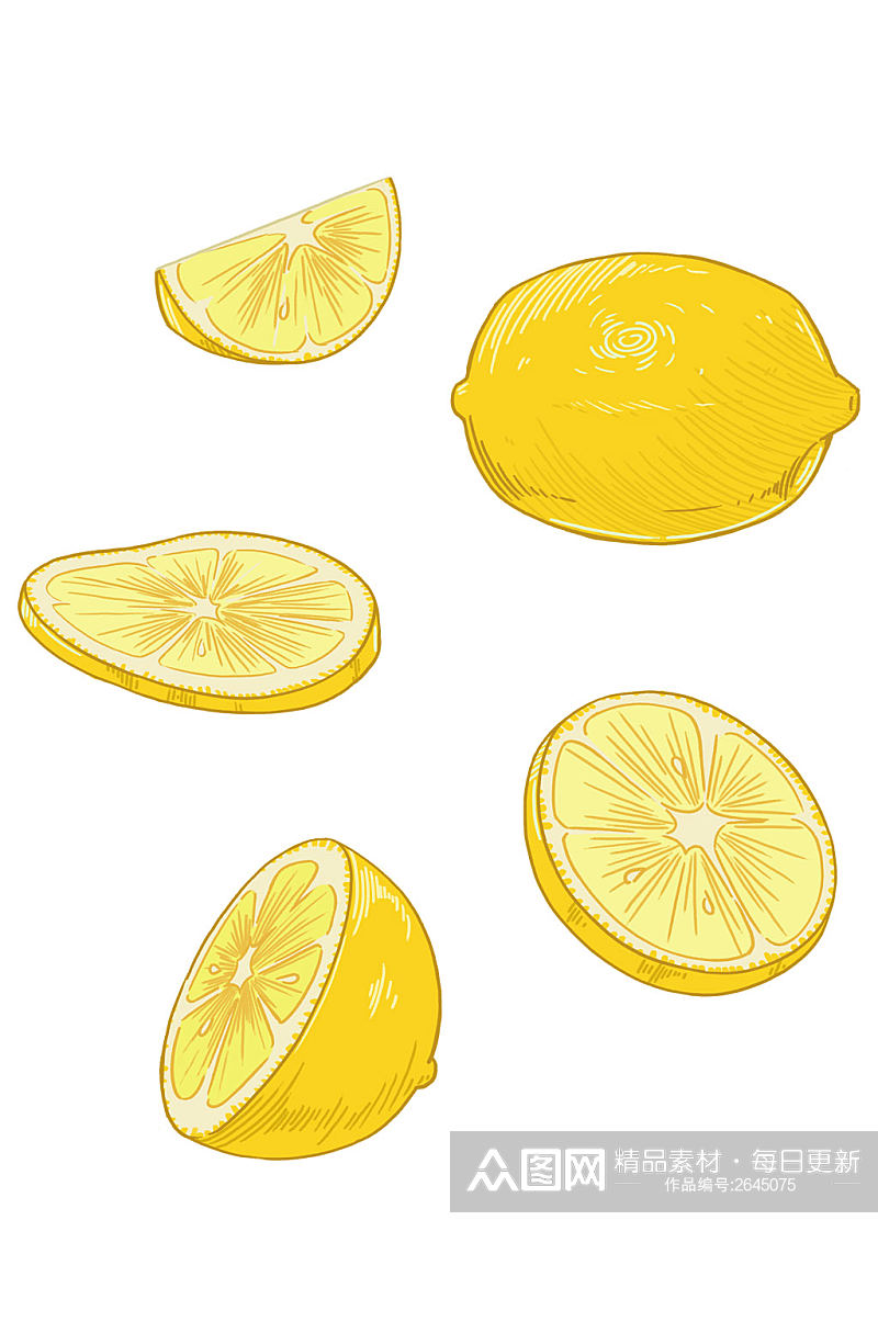 夏季手绘水果元素柠檬免扣元素素材
