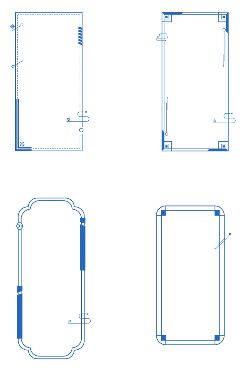简约蓝色线条装饰边框免扣元素