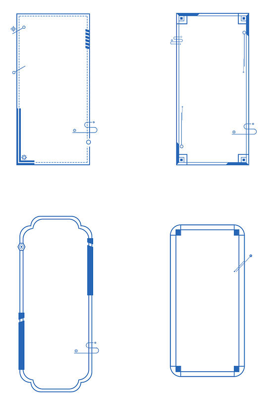 简约蓝色线条装饰边框免扣元素