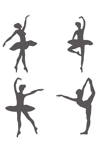 芭蕾舞蹈人物剪影元素装饰图案免扣元素