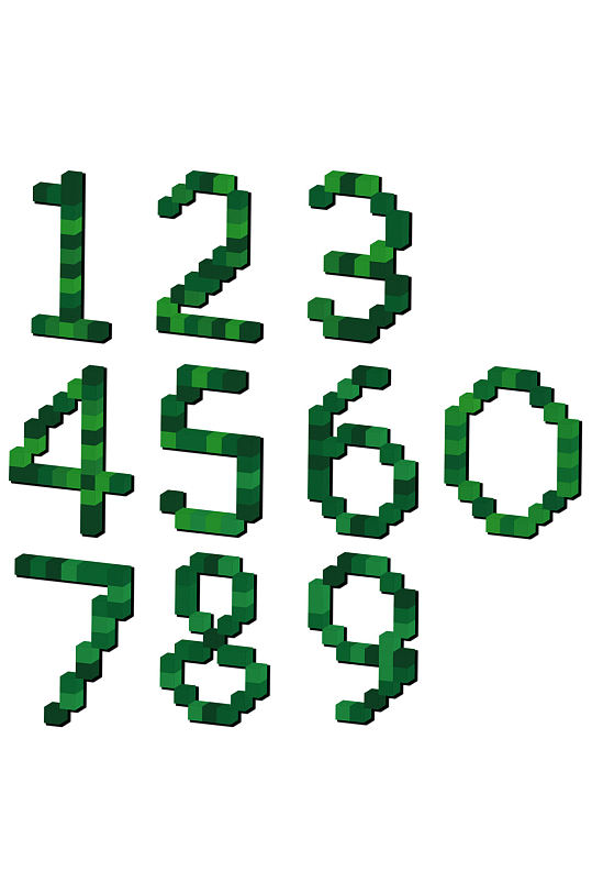 像素风迷彩色积木立体数字免扣元素