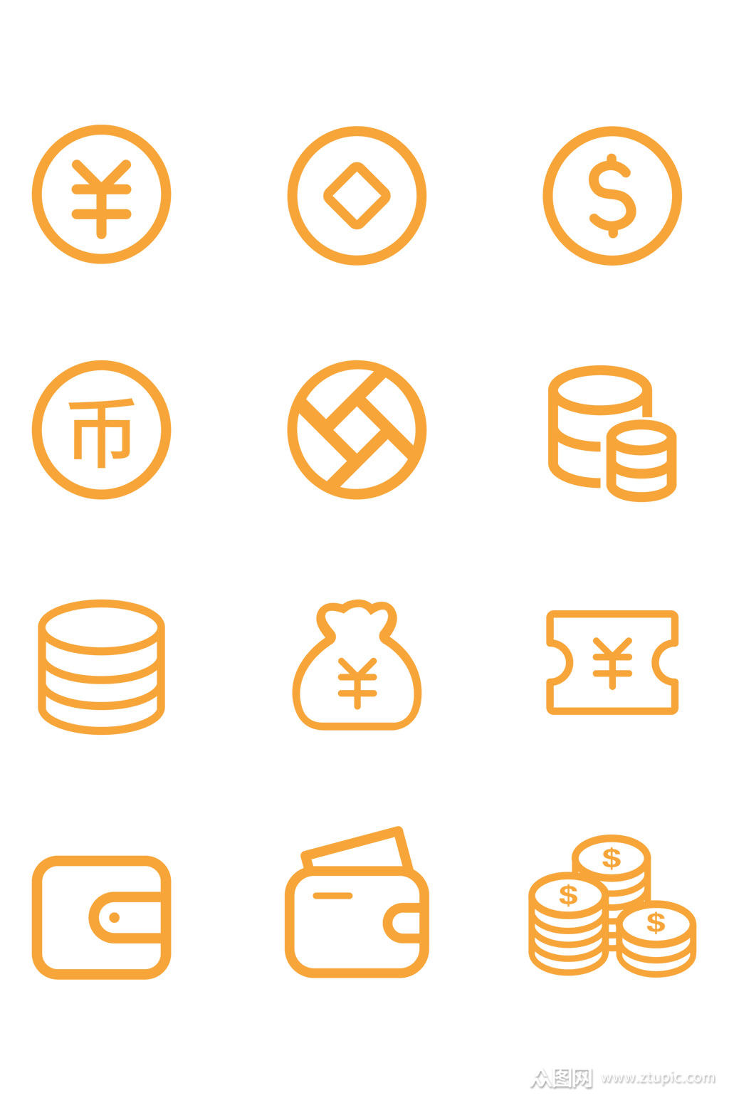 复古金币优惠券钱包美元钱图案图标免扣元素素材