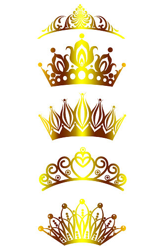 黑金皇冠图案手绘花纹黑金免扣元素