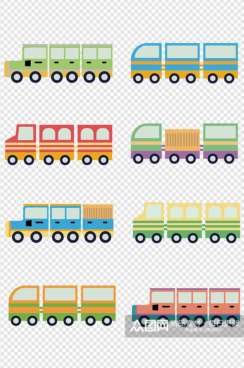 彩色卡通火车素材免扣元素素材