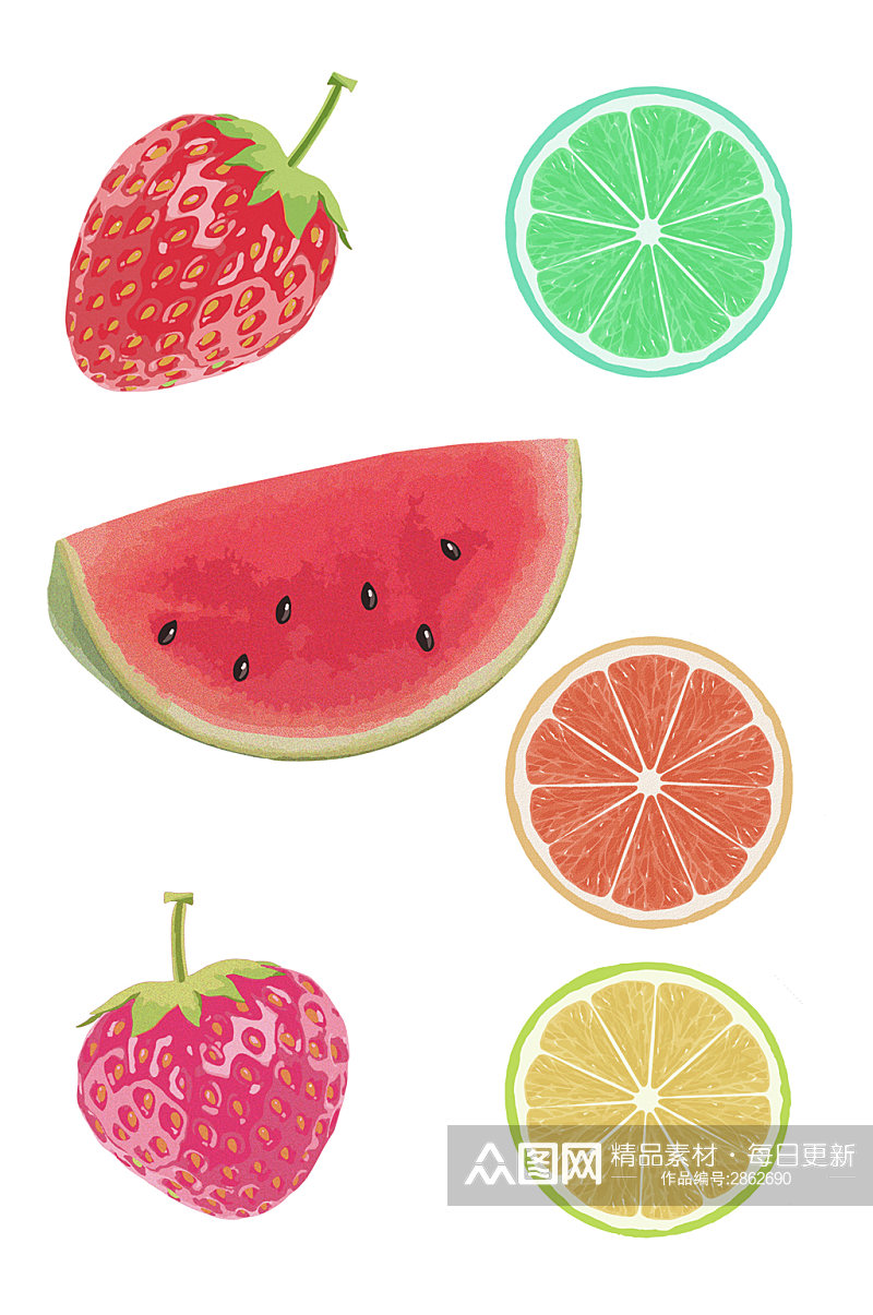 写实绘画健康夏季水果装饰免扣元素素材