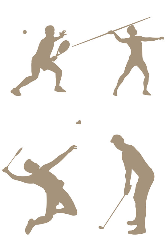 创意手绘网球标枪羽毛球高尔夫球免扣元素