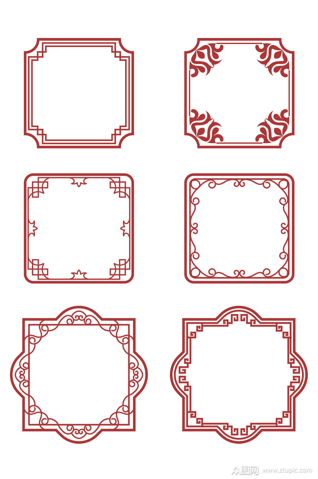 中国风古典花纹文化墙边框文本框免扣元素素材