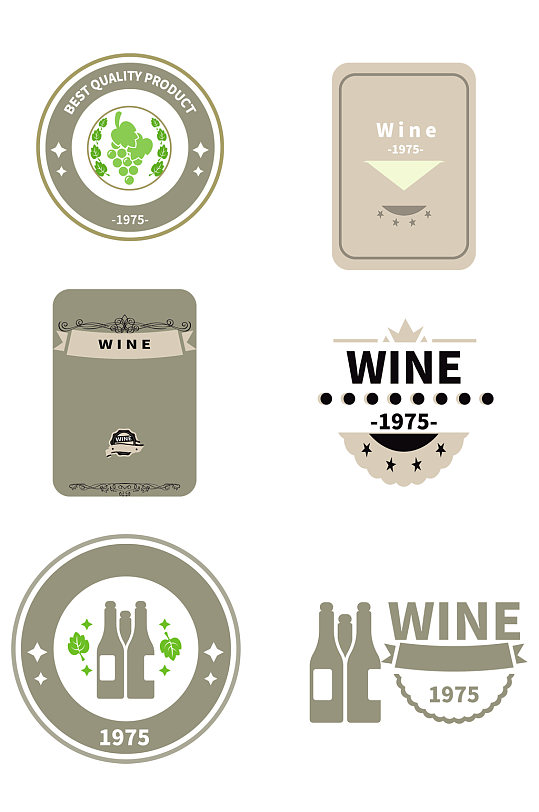 红酒葡萄酒标签设计元素免扣元素