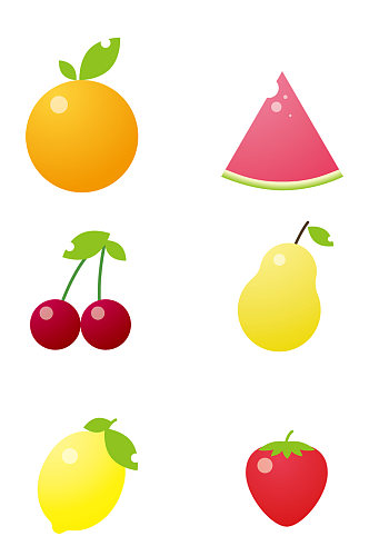 水果元素扁平图案图标免扣元素