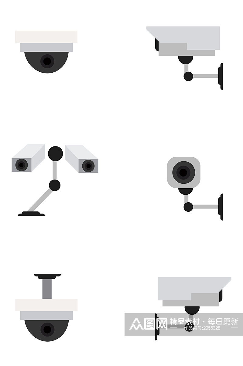 白色简洁监控摄像头图案设计免扣元素素材