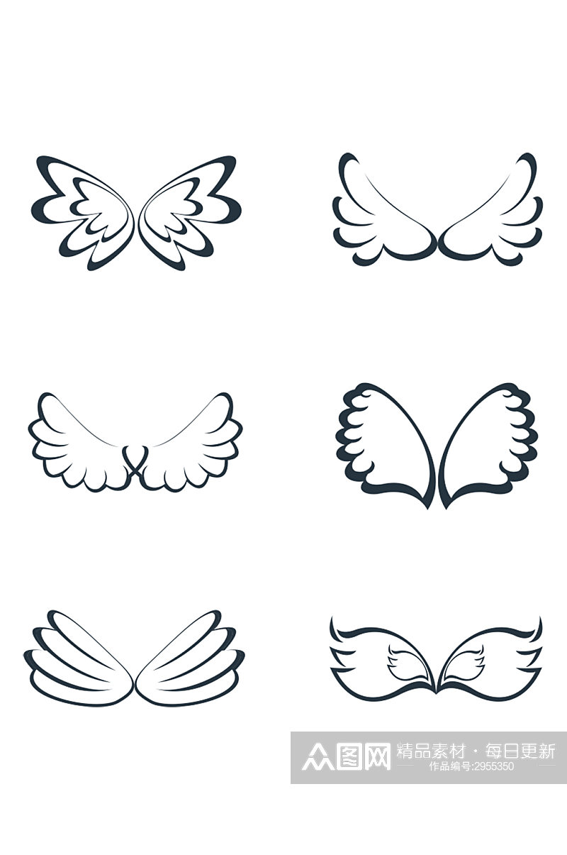 天使的翅膀的涂鸦集免扣元素素材