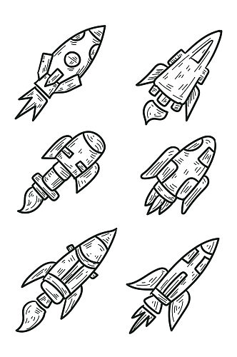 手绘火箭设计元素免扣元素
