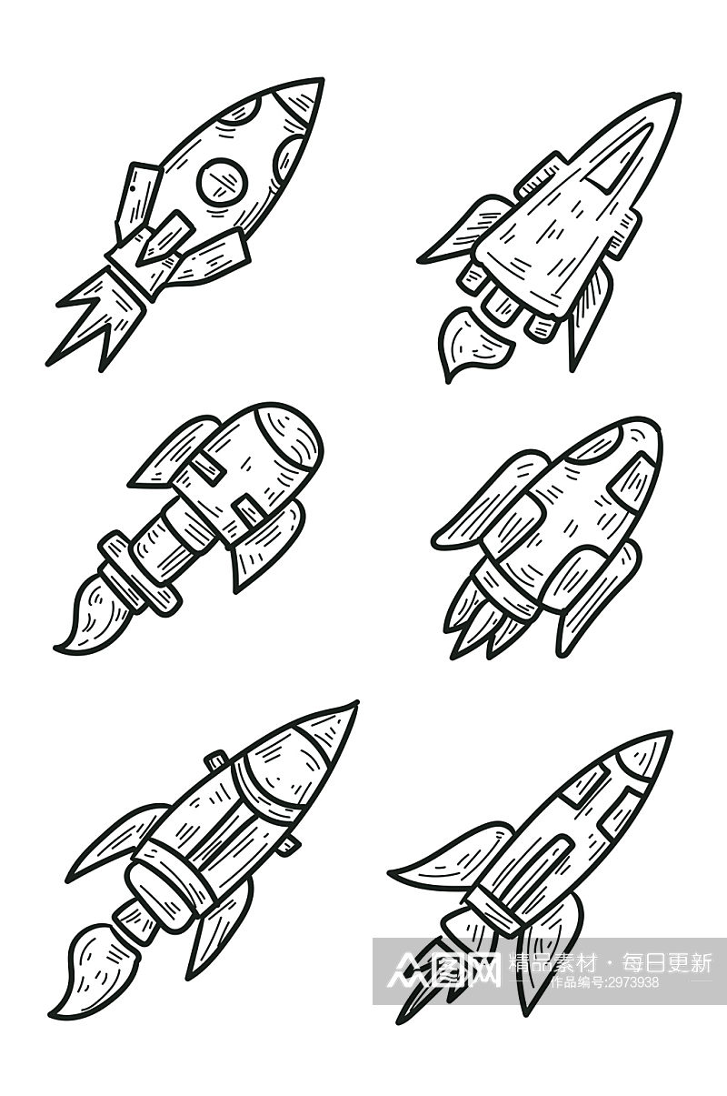 手绘火箭设计元素免扣元素素材