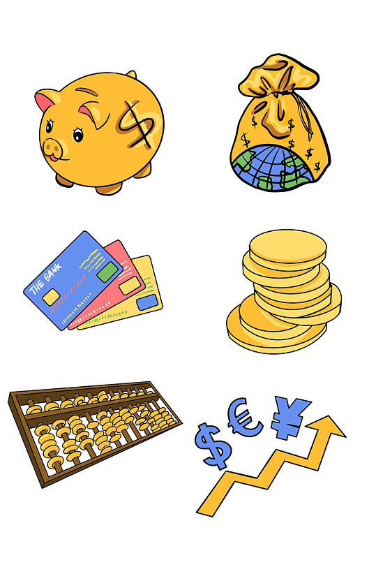 手绘金融图标素材免扣元素