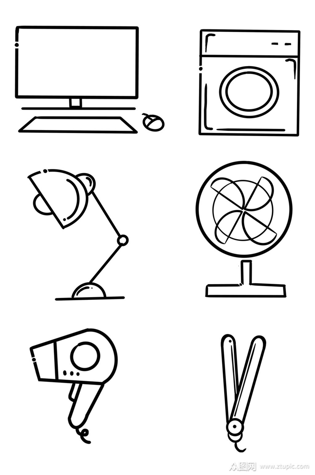 线性家用电器图标设计免扣元素素材