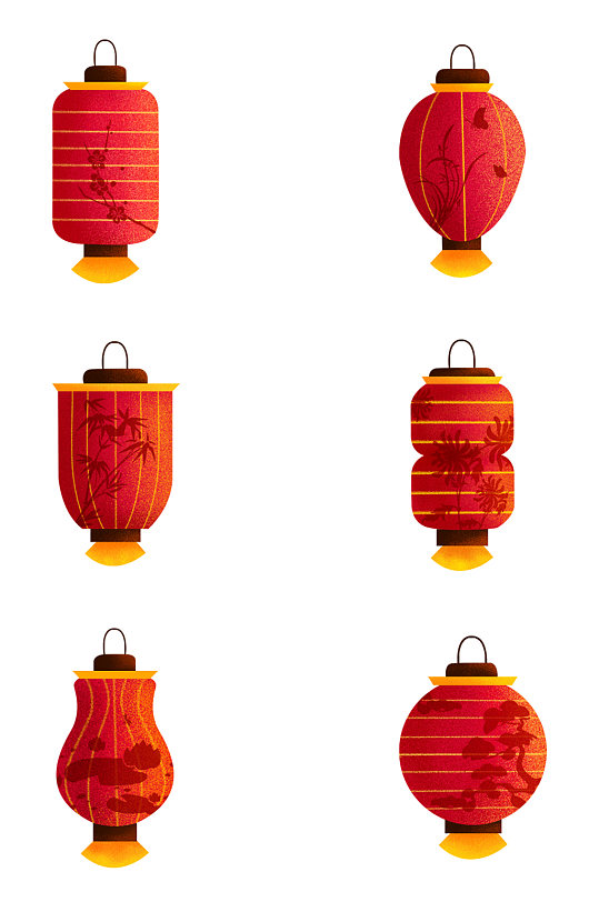 古典手绘中国风灯笼素材免扣元素