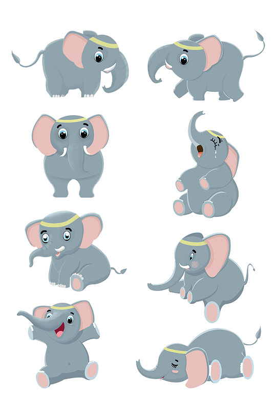 可爱卡通大象设计元素免扣元素