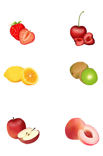 新鲜水果果实草莓橘子苹果猕猴桃免扣元素