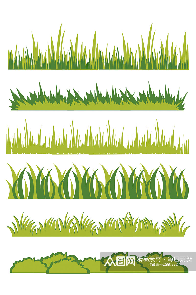 手绘绿色草坪草地素材免扣元素素材