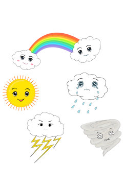 气象小元素卡通太阳下雨素材免扣元素