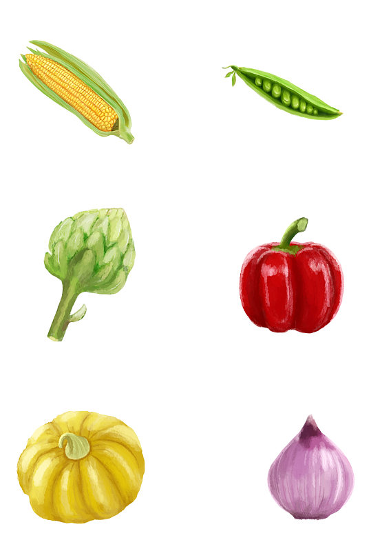 水彩手绘蔬菜素材免扣元素