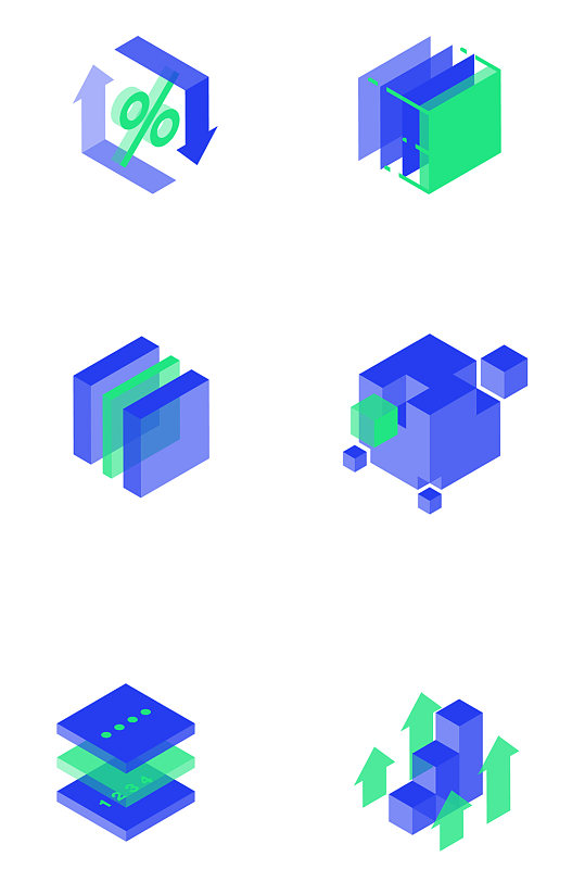 抽象3D几何科技图标免扣元素