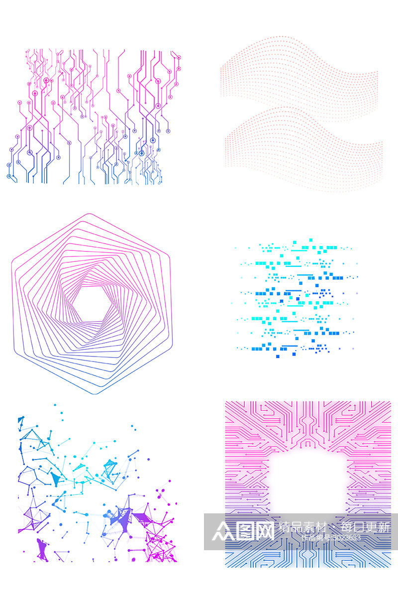 抽象科技感装饰图案免扣元素素材
