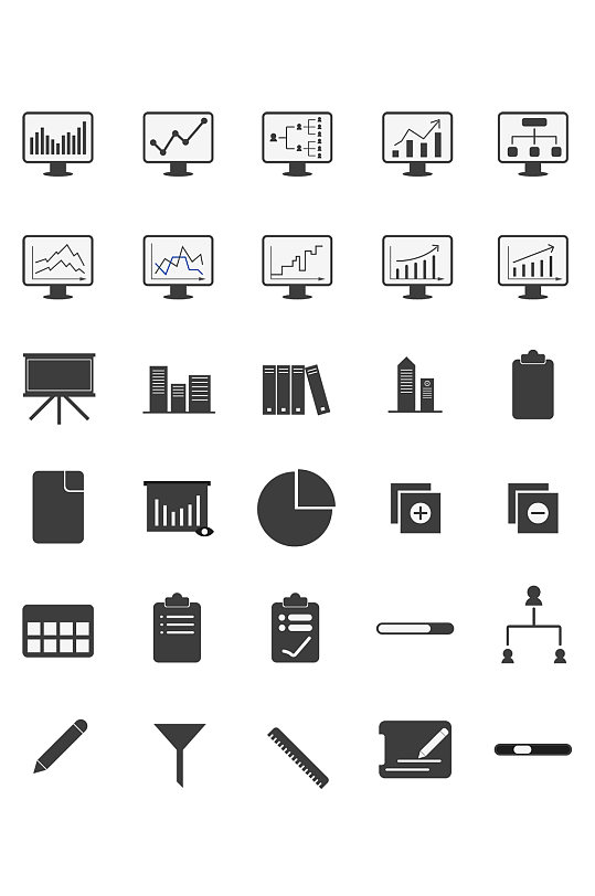 金融icon商业数据商务行政金融教育图标免扣元素