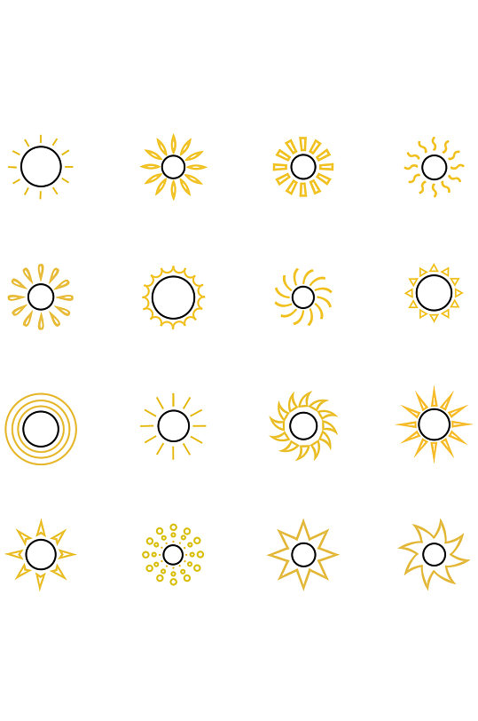 日出太阳手绘图标免扣元素