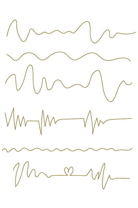 金色波动曲线手绘装饰免扣元素