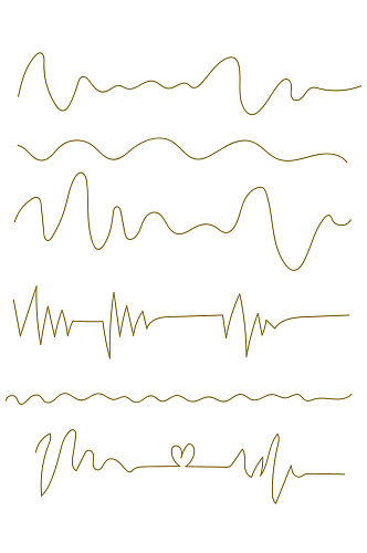 金色波动曲线手绘装饰免扣元素