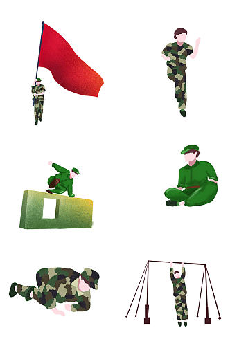 军训主题可爱卡通插画材