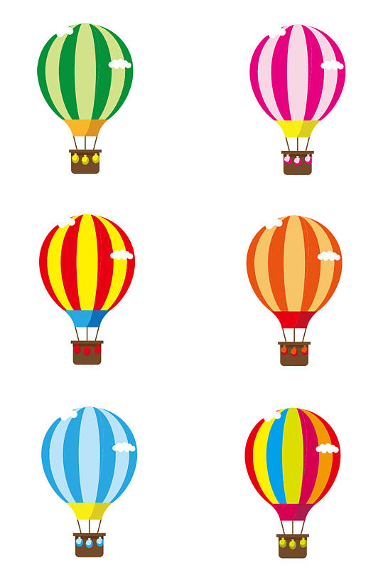 可爱卡通彩色热气球元素图案免扣元素