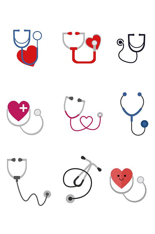 医疗器械听诊器图案装饰免扣元素