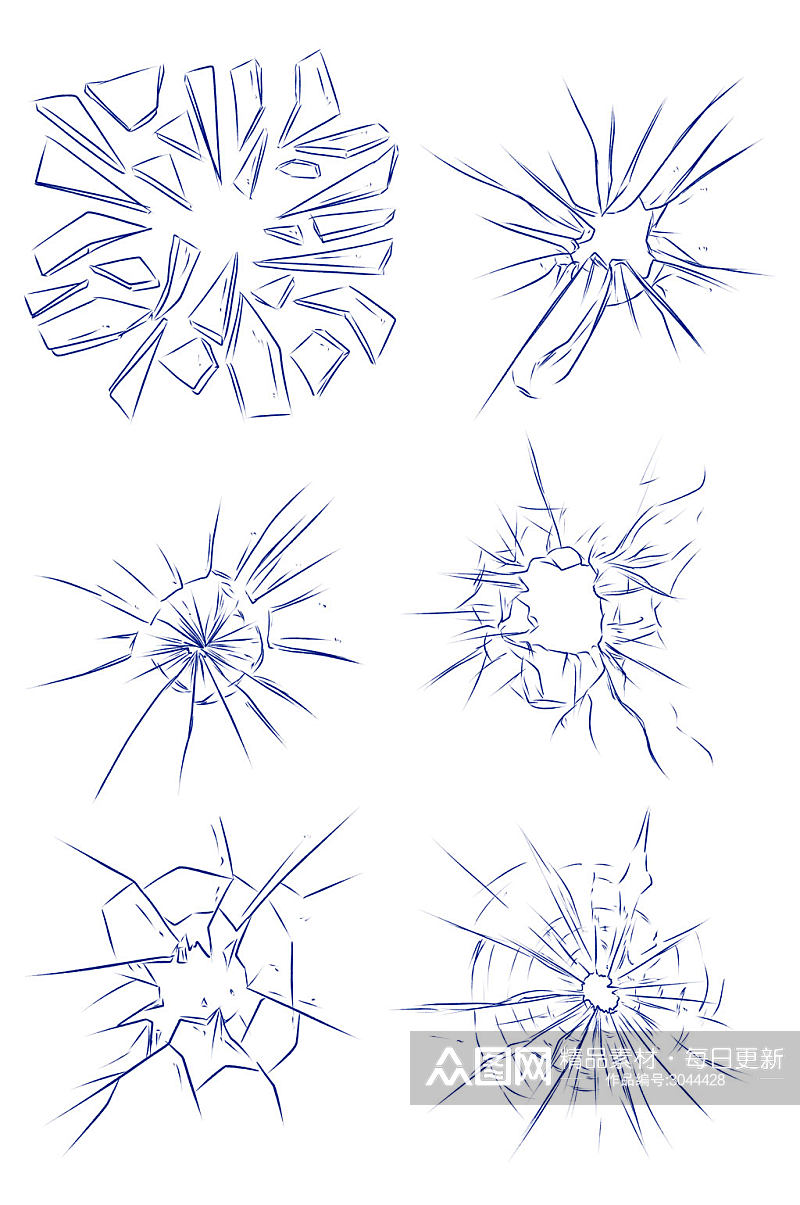 玻璃破裂设计元素免扣元素素材