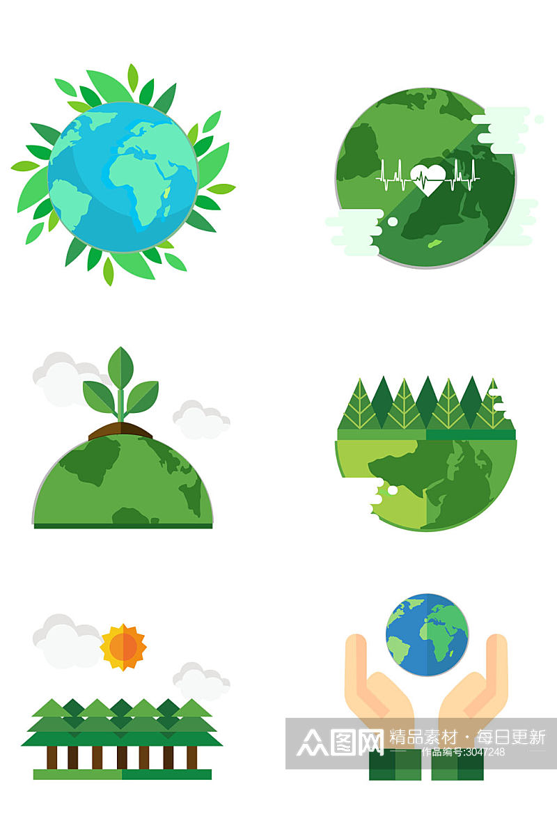爱护地球地球日插画素材免扣元素素材