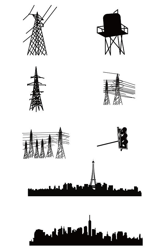 电线塔电力收发站图免扣元素