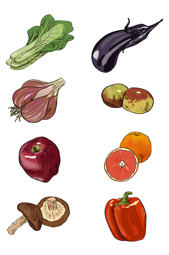 卡通手绘蔬果图片免扣元素