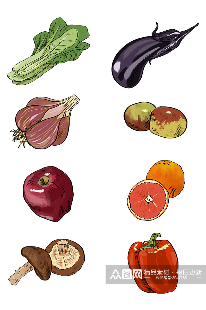 卡通手绘蔬果图片免扣元素素材
