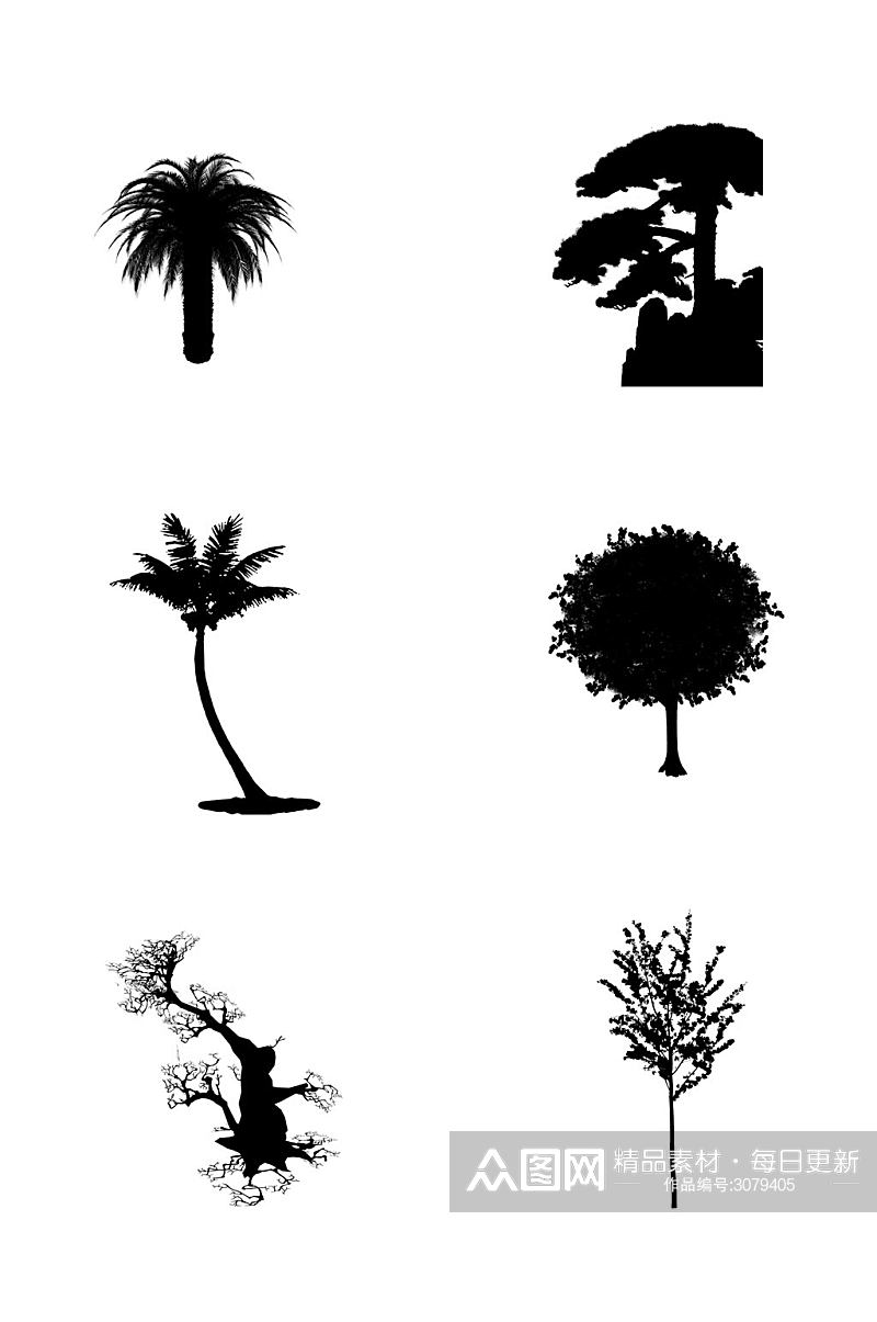 椰子树树剪影图片免扣元素素材