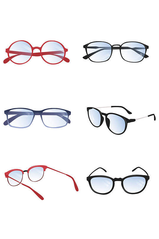 现代的眼镜手绘素材免扣元素