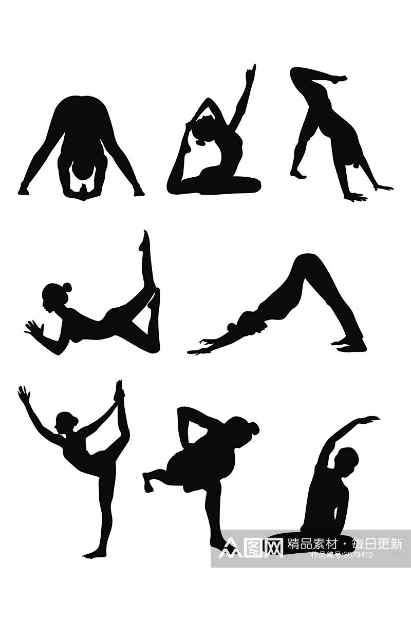 手绘健身运动瑜伽图片 健身设计元素素材