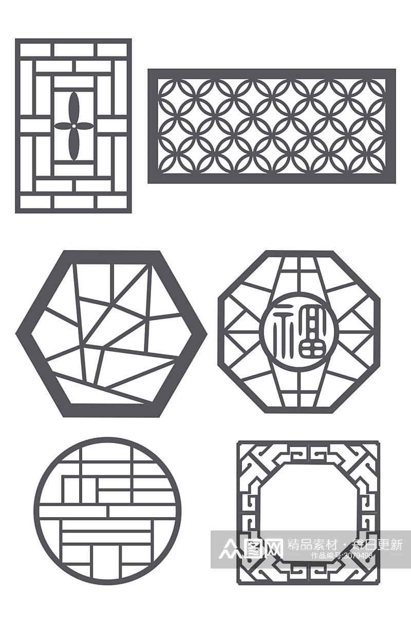 古风建筑窗户素材免扣元素素材