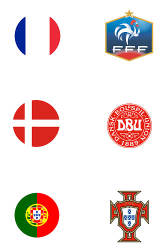 世界杯法国丹麦葡萄牙国旗队徽免扣元素