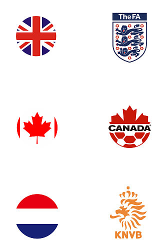 世界杯英格兰荷兰加拿大国旗队徽免扣元素