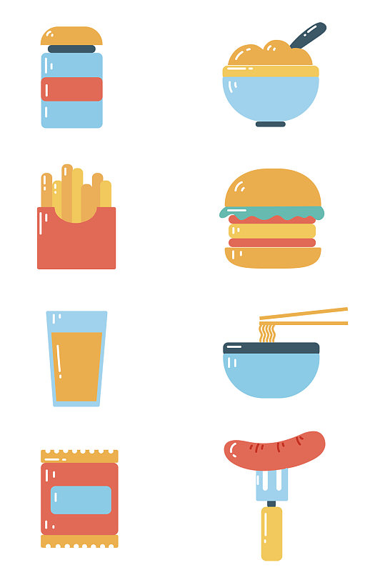 卡通各种食品图标免扣元素