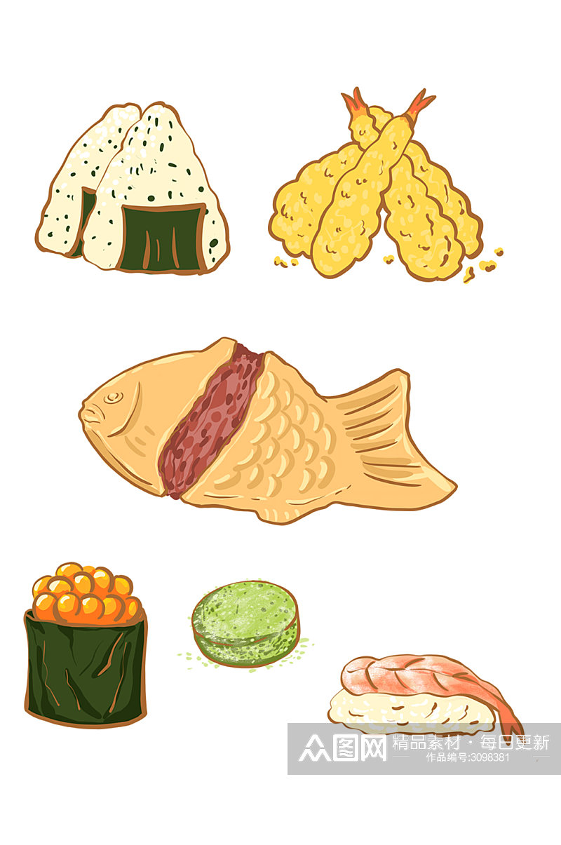 手绘创意日本食物日式料理免扣元素素材