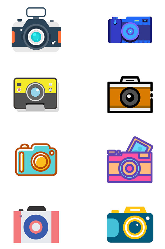 手绘单反照相机图标设计免扣元素